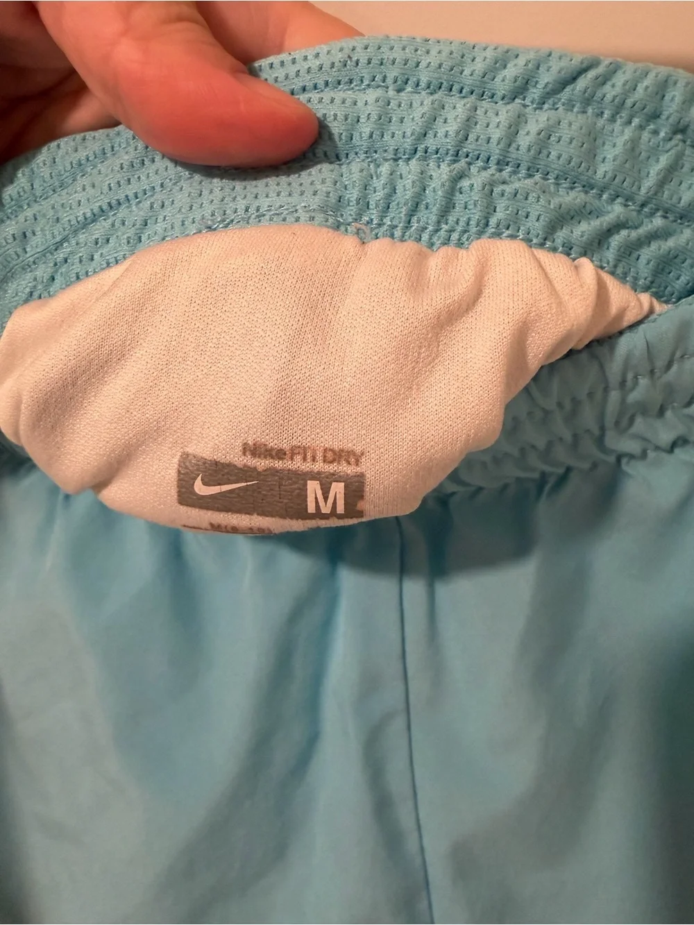 Nike Women's Sky Blue Athletic Shorts with White Trim